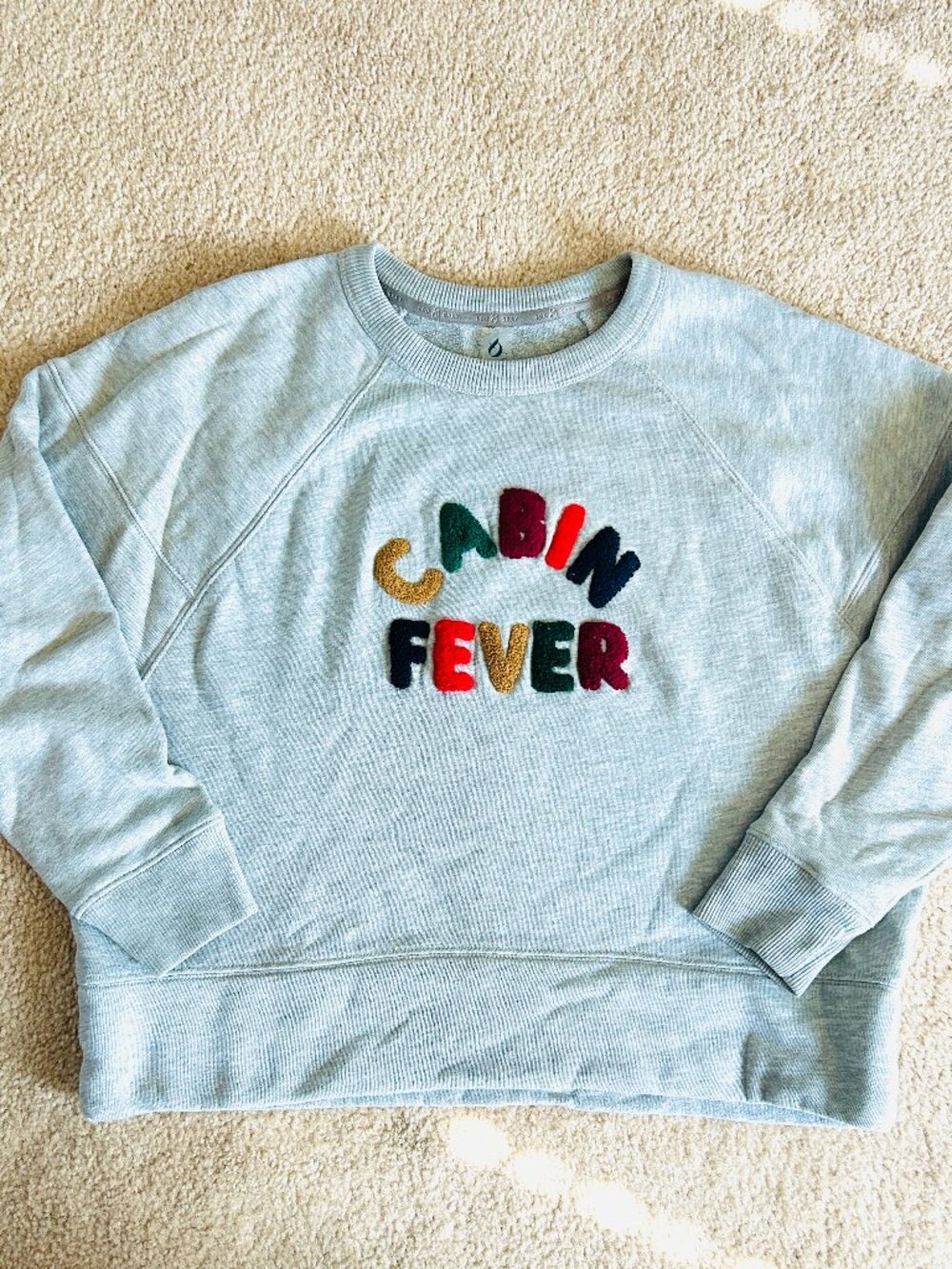 LOU & GREY Cabin Fever Embroidered Raglan Sweatshirt - Gray